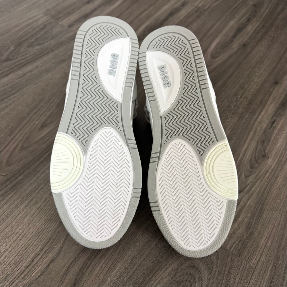 DIOR B27 High Top White Gray Monogram Strap Sneakers 40 NEW Lace up Leather Logo - Picture 7 of 7